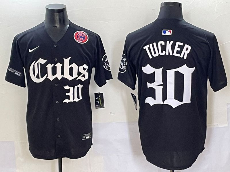 Men 2025 Chicago Cubs 30 Tucker Black Five generations Joint Name Nike MLB Jersey style 10